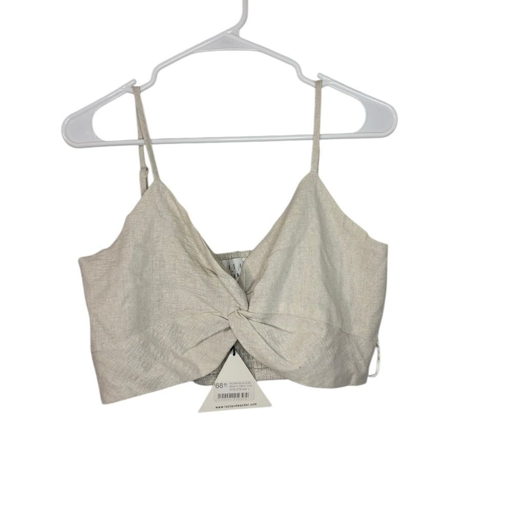 Lost & Wander Linen Blend Sugar Beach Crop Top • Size L • NWT •